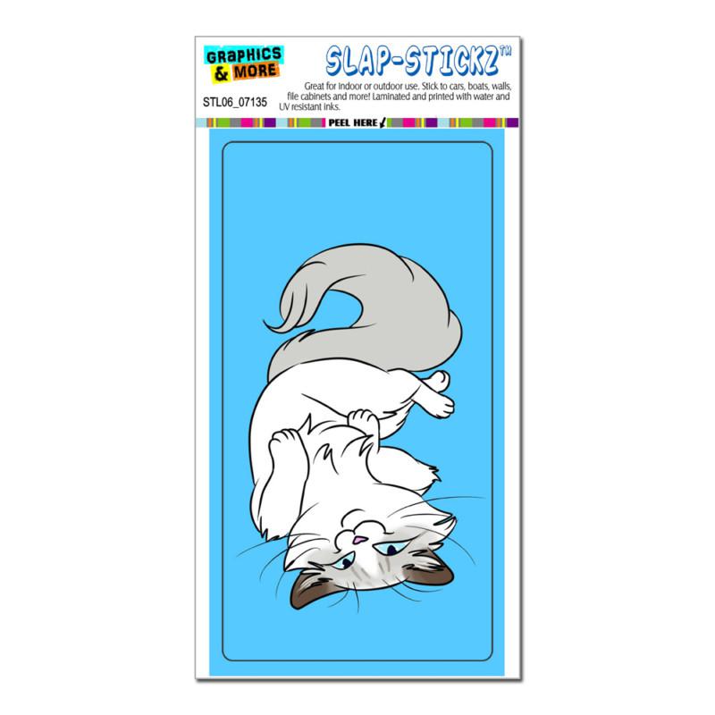 Ragdoll cat on blue - slap-stickz™ automotive car window locker bumper sticker