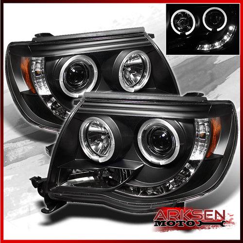 05-11 tacoma jdm black halo projector  drl led headlights lamp left+right pair