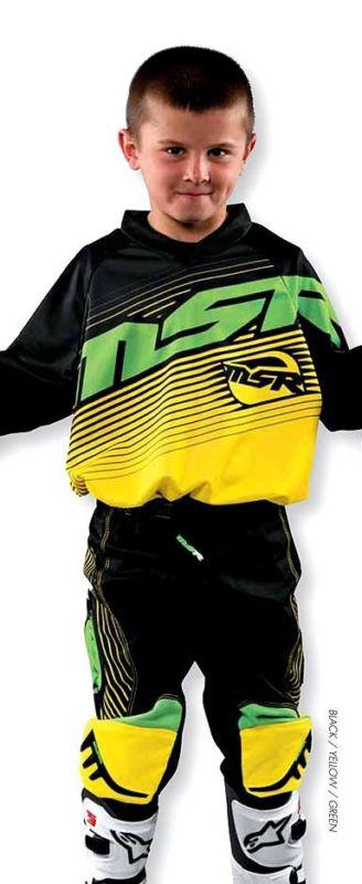 Msr axxis yth gear set jersey pant gloves blk/ylw/grn new motocross atv 