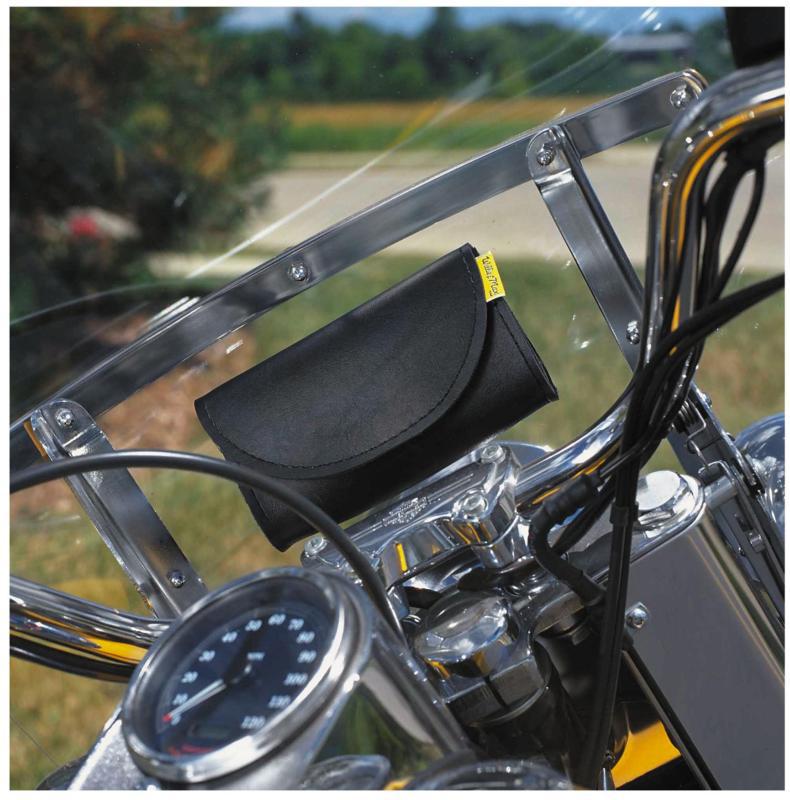 New willie & max handlebar/windshield pouch sissy bar bag,black,7.5" x 4" x 2.5"