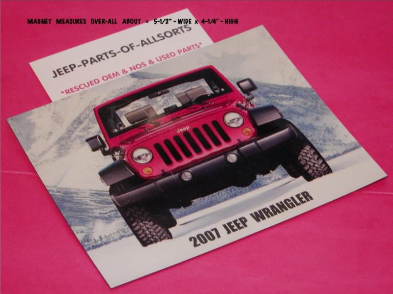 07 jeep red wrangler glossycolored mountain snow scene frig magnet 5-1/2 x 4-1/4