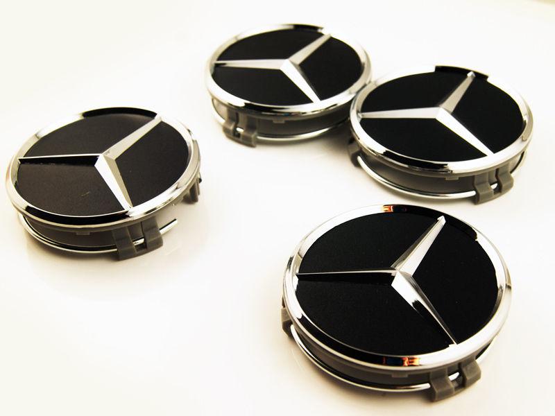 4pcs black star center wheel rim hub cap 75mm for mercedes benz free shipping