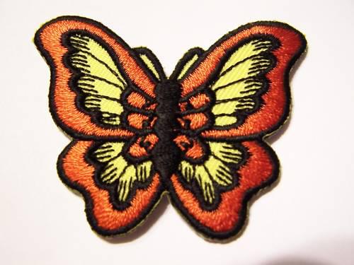 #0139 s motorcycle vest patch orange butterfly lady rider / biker