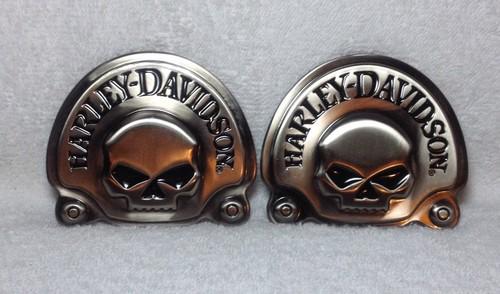 (2) harley-davidson willie g. skull emblem medallion sissy bar peel n' stick