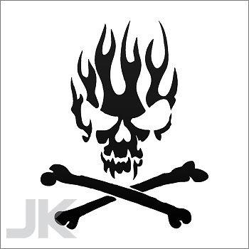 Decal stickers skull skulls flame flames fire crossbones 0502 abf4x