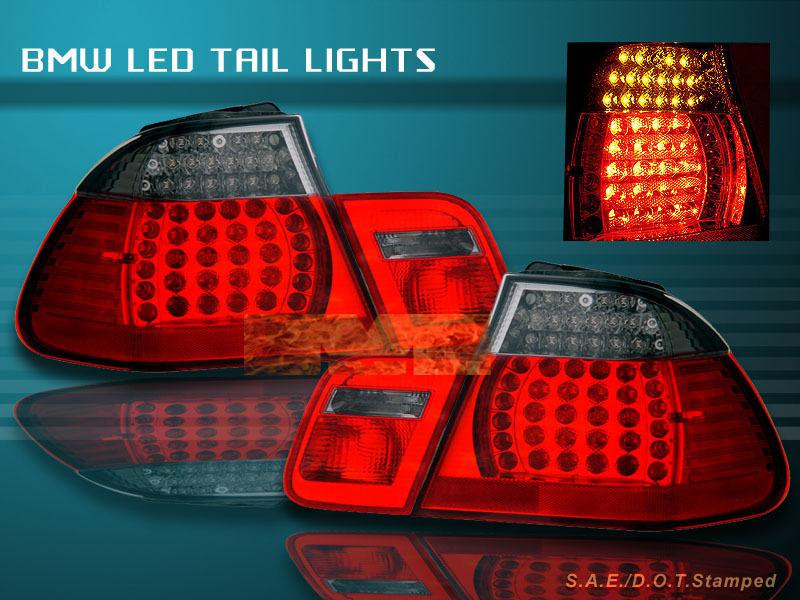 1999 - 2001 bmw e46 330 328 325 red smoke tail lights led 4 door 2000