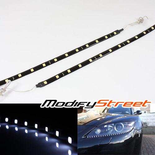 2x 30cm flexible 5050 12 smd euro r8 style led strip daytime head lights white