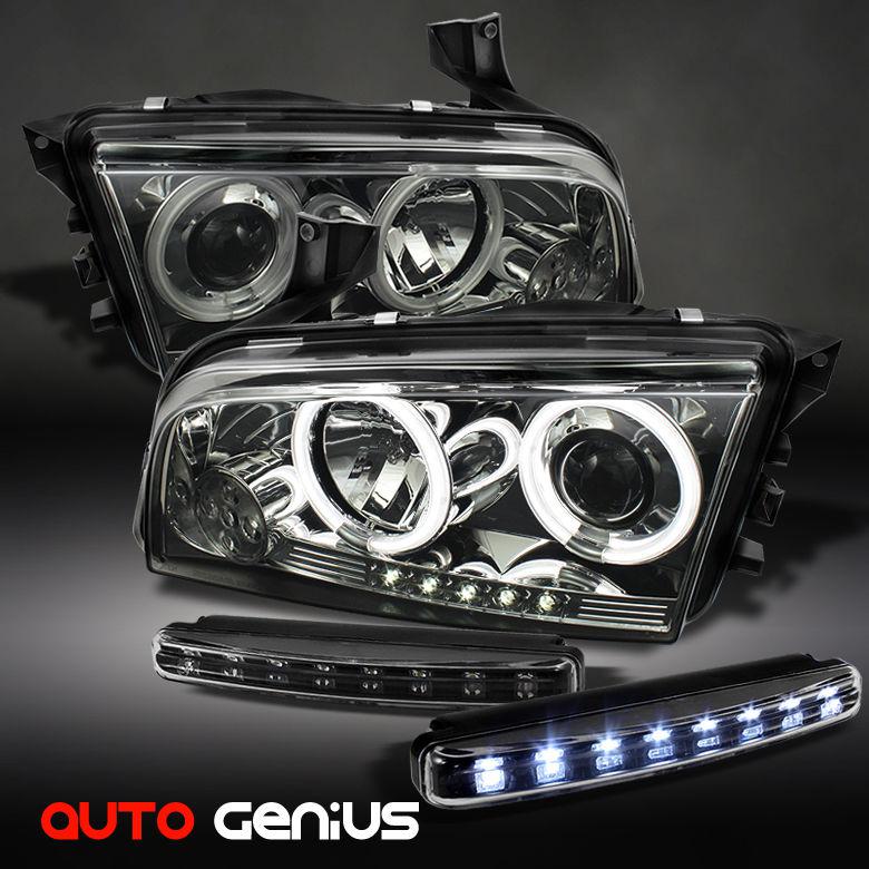 06-10 charger smoke ccfl halo led projector headlights + daytime running lights