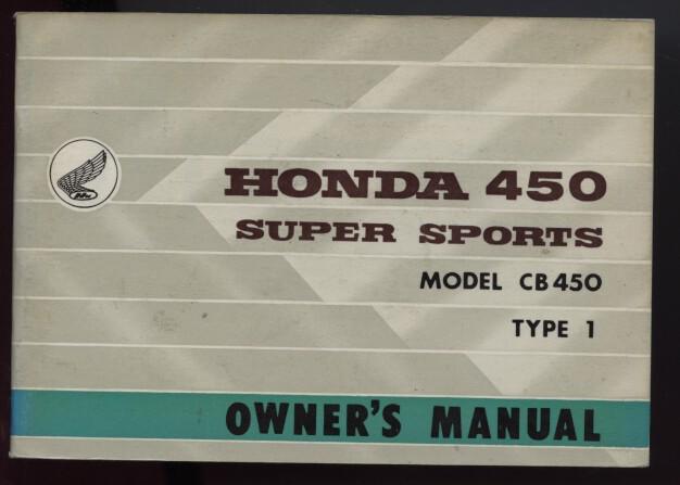 1965 honda 450 cb450 type 1 owner's manual