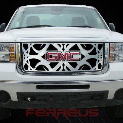 Gmc sierra ld 07-10 tribal polished stainless truck grill insert add-on trim