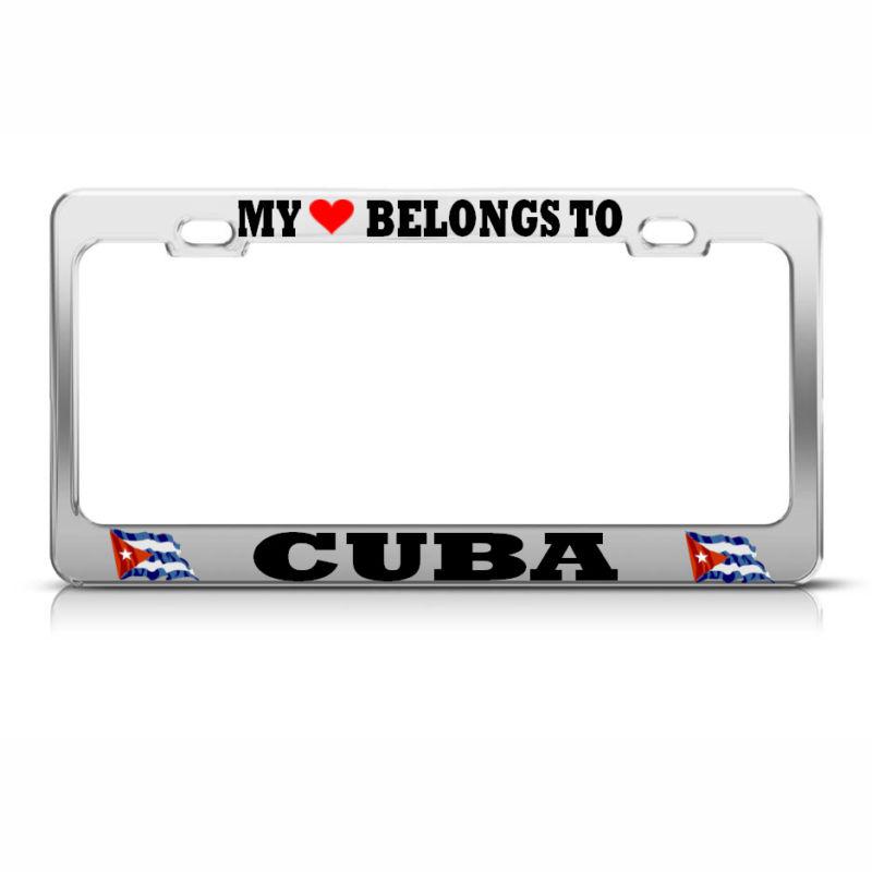 My heart belongs to cuba license plate frame cuban flag pride suv auto tag