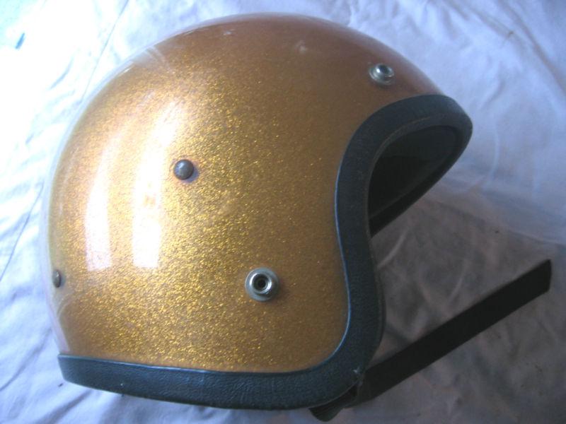 Vintage motorcycle helmet gold metalflake large lsi-4150