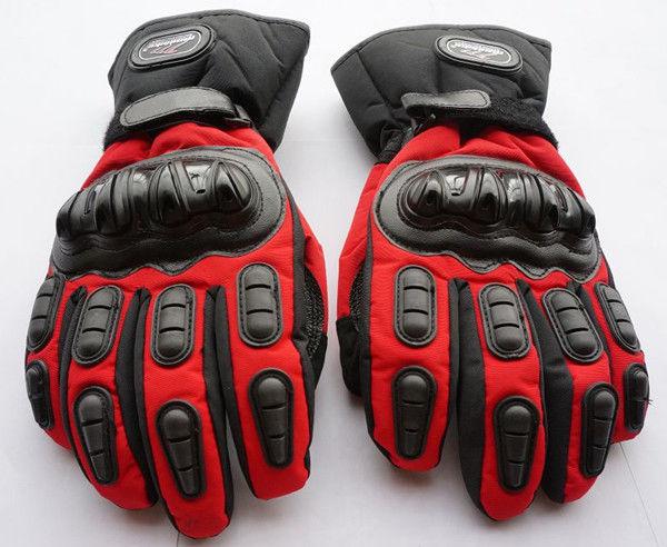 Men's windproof winter resistance warm racing thickening motorcycle gloves red m