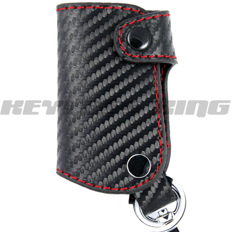 New carbon fiber leather smart key keyless entry remote fob holder case  