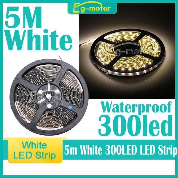 5m warm white 3528 smd 300 led flexible lamp light strip car dc 12v waterproof