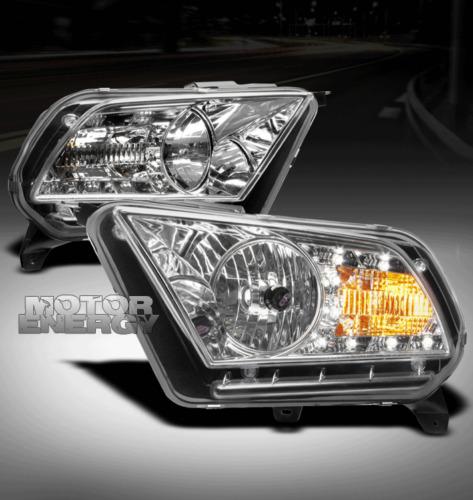 2010 2011 2012 ford mustang base/gt drl led crystal headlight lamp chrome signal