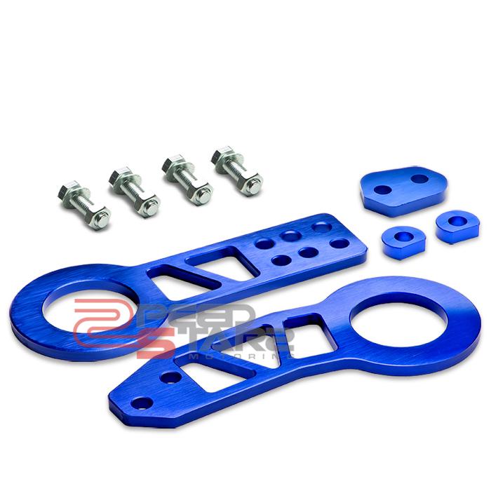 10mm 2.25" opening aluminum blue racing towing tow hook kit front & rear+bolts