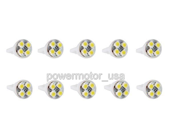 10pcs white led car 4 smd light bulbs t10 194 168 w5w lamp side wedge pw009-10