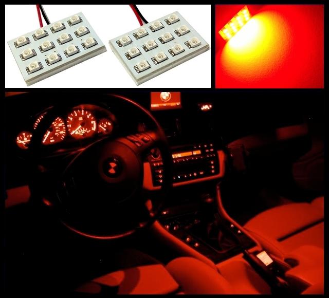 2x super red 12 led interior dome map light smd panels xenon bulbs hid lamp #a3