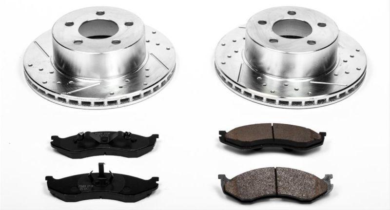 Power stop brake rotors/pads cross-drilled/slotted kit k2119