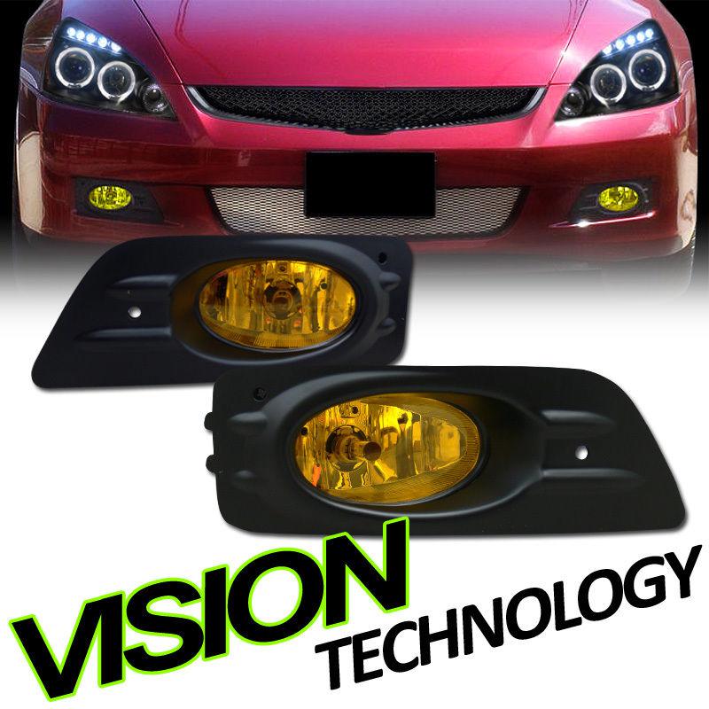 06-07 accord 4-door sedan yellow lens driving/bumper fog lights w/ switch+bulbs