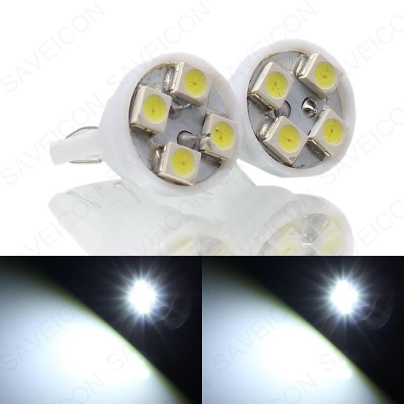 2 pcs 4-smd white 12v t10 wedge interior map led light bulb 198 164 2825 w5w 192