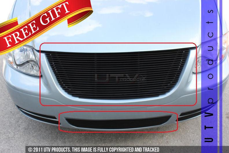 2005 - 2007 chrysler town & country upper & bumper 2pc black billet grille kit