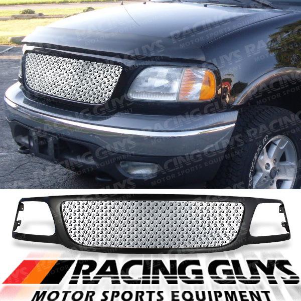 1999-2002 ford expedition suv front black grille polished flame insert kit upper