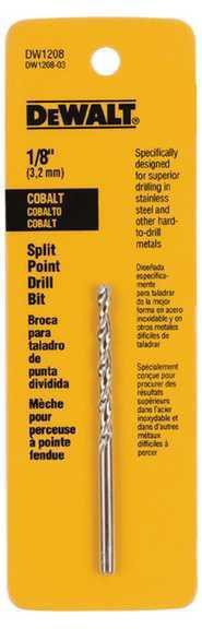 Dewalt tools dew dw1208 - drill bit, cobalt - split point; wood, metal or pla...