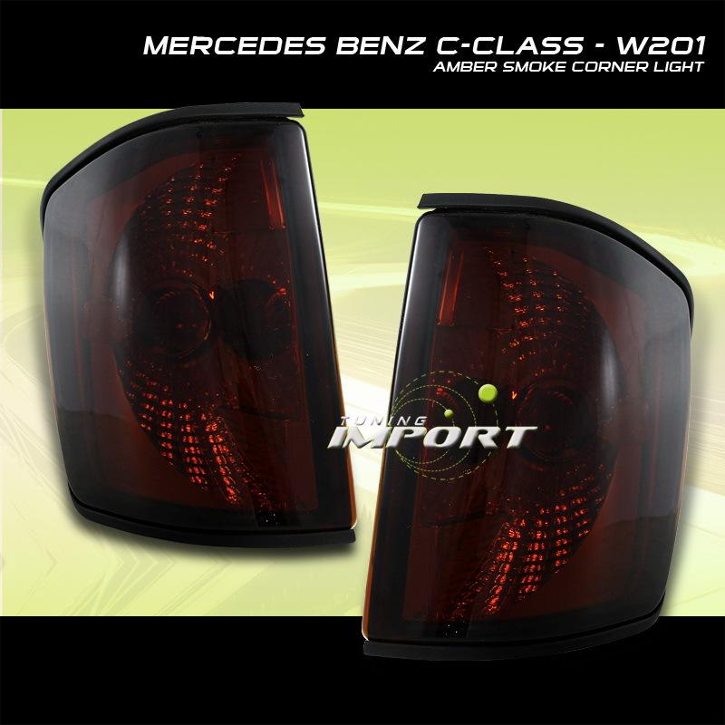 82-93 mercedes w201 190e 190d amber smoke corner turn signal light left+right