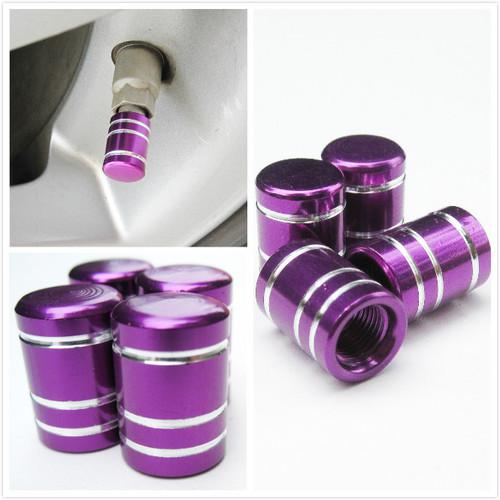 Round shape rim wheel tire air valve purple cap rubber ring universal fit vc2p2