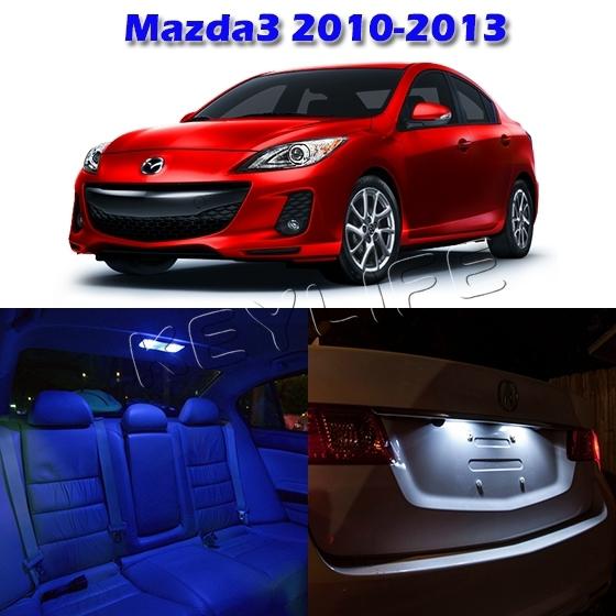 6 blue interior led light lamp package for mazda 3 2010-2013 w & w/o sunroof