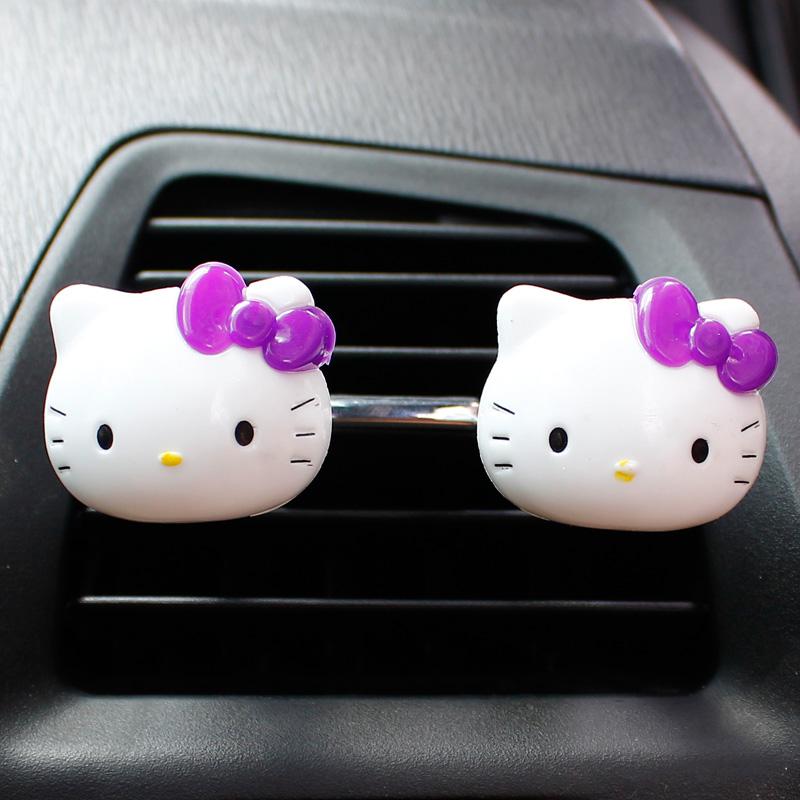 Cute hello kitty style car solid balm air freshener perfume bottle purple