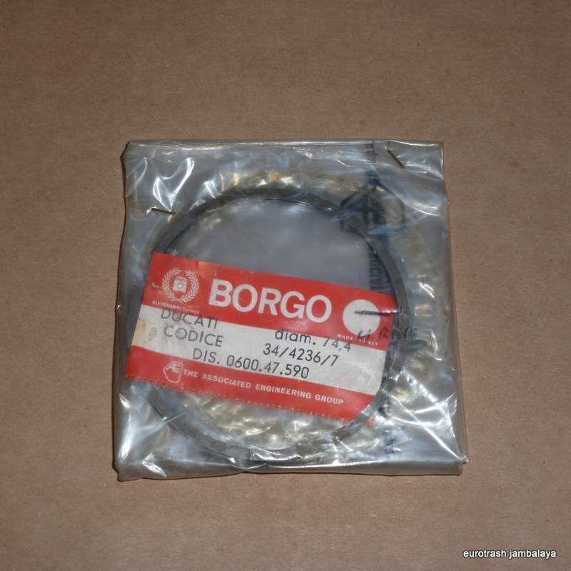 Nos ducati 250 piston ring set standard 0600-47-490 bevel single