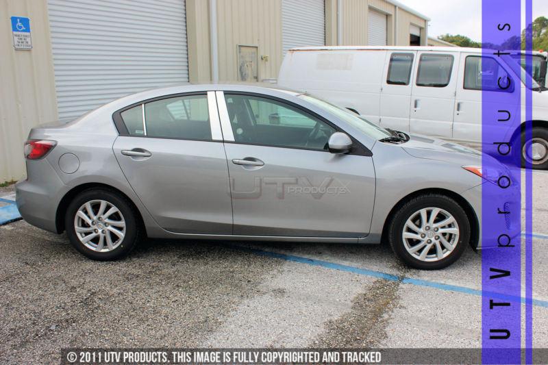 2012 - 2013 mazda3 6pc stainless steel beveled chrome pillars posts trim sedan