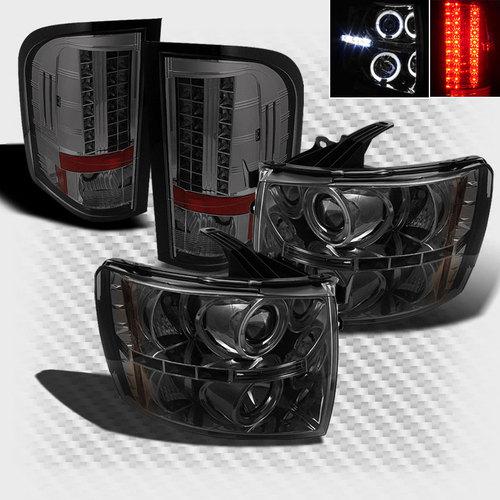 07-13 silverado smoked halo led projector headlights + smoked led tail lights