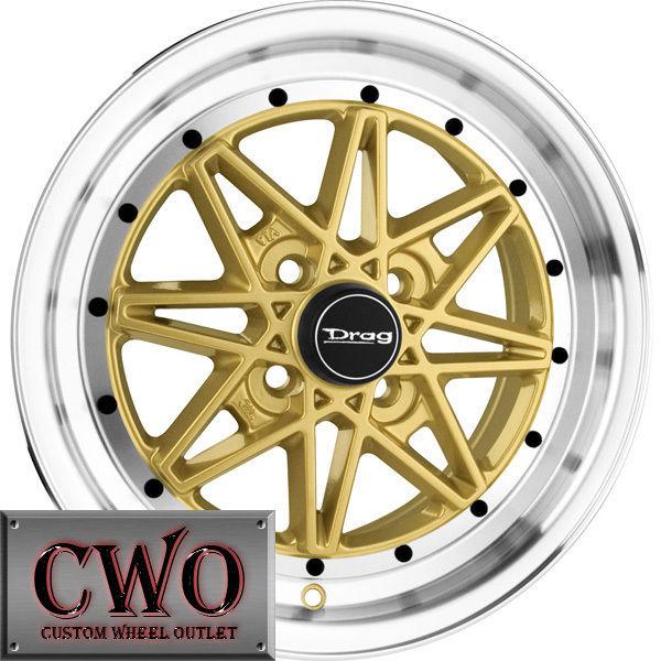 15 gold drag dr-20 wheels rims 4x100 4 lug civic mini miata g5 cobalt xb integra