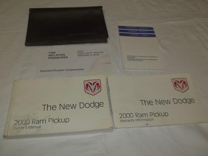 2000 dodge ram pickup truck owner' manual 5/pc.set & black chrysler factory case