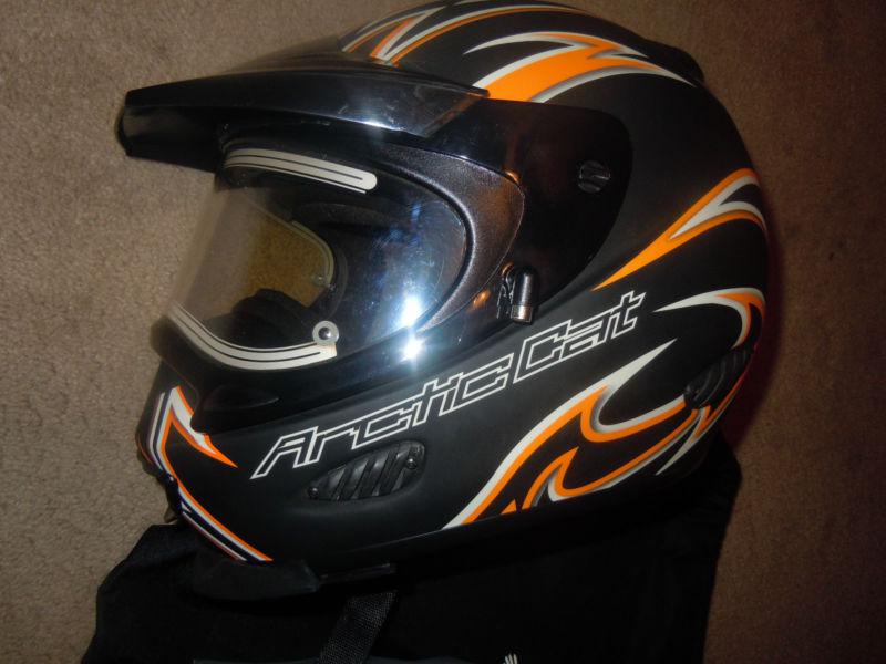 Mens arctic cat snowmobile helmet, size large, heated sheild, like new