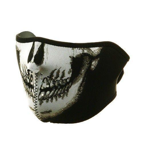 Glow in the dark 2 in 1 motorcycle biker, skiing neoprene half face mask - skull