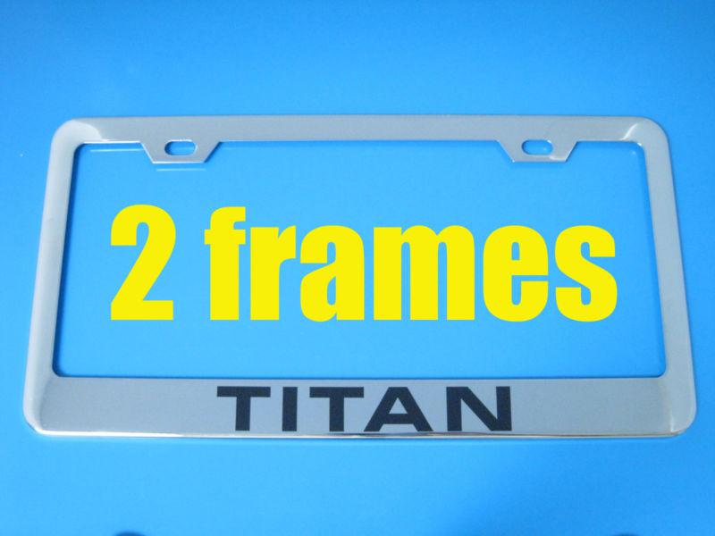 (2) nissan "titan" chrome metal license plate frame titan