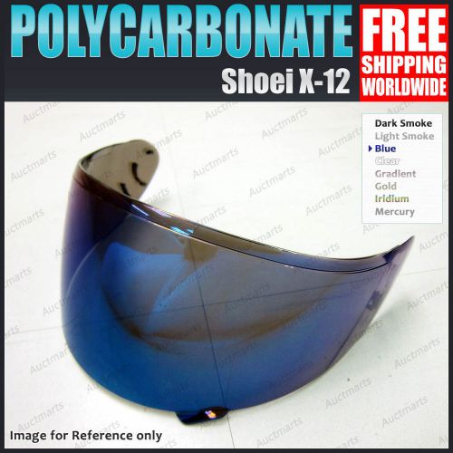 Polycarbonate helmet visor for shoei x-12 x-spirit 2 rf xr cw-1 q west blue gc