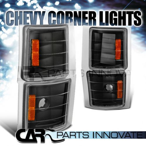 1994-1998 chevy c10 c/k silverado black corner turn signal lights+amber