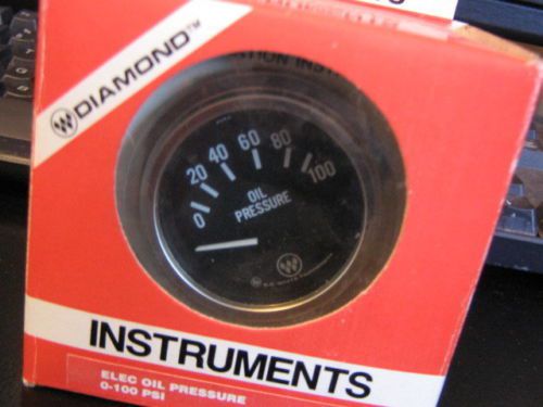 Ss white electric oil pressure gauge hg148 new in box s.s. white 0-100 psi