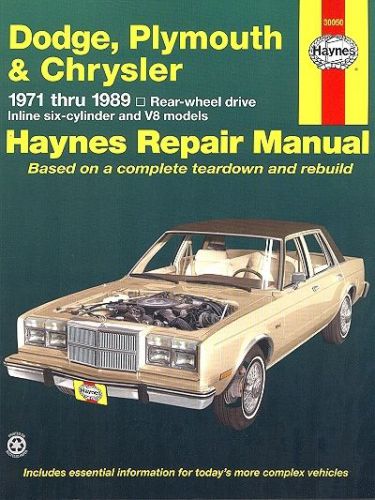 Dodge, plymouth, chrysler rwd repair manual 1971-1989