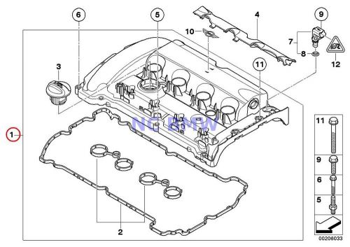 Bmw mini genuine cylinder head valve cover r55 r55n r56 r56n r57 r57n r58 r59