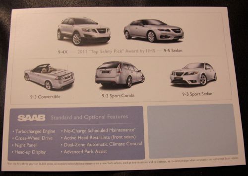 &#034;saab hero cards&#034; - saab usa 2011 models promotional 5x7 cards: 9-4x; 9-5; 9-3