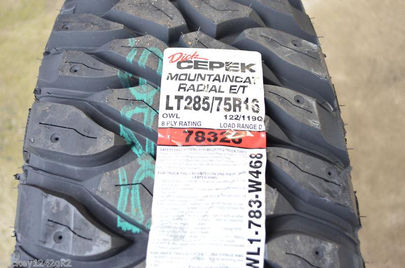 1 new lt 285 75 16 dick cepek mountaincat 8 ply mud tire