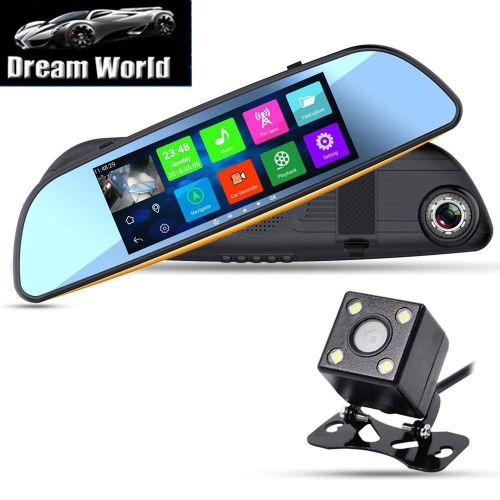 Car rear view 7&#034; android 1080p wifi mirror monitor dvr night backup dual camera