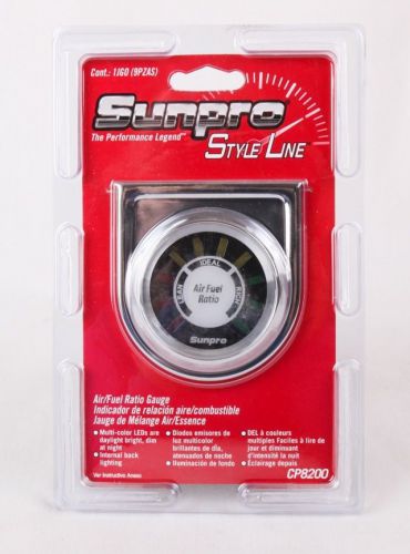 New sunpro style line 2&#034; air fuel ratio gauge black / chrome bezel new cp8200